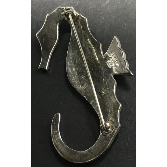 Taxco Sterling Silver Seahorse Brooch Pin Mexico Figural Ocean Marine Life - Picture 3 of 3